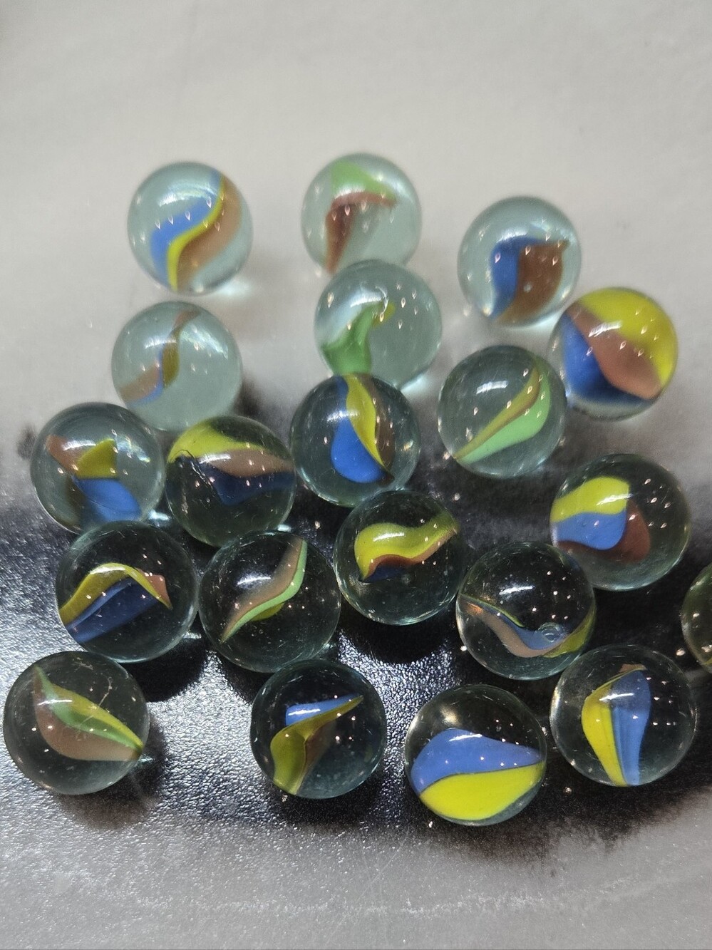 Vintage Cat's Eye Marble Lot 99 Total - 98 Marbles & 1 Large Shooter Boulder